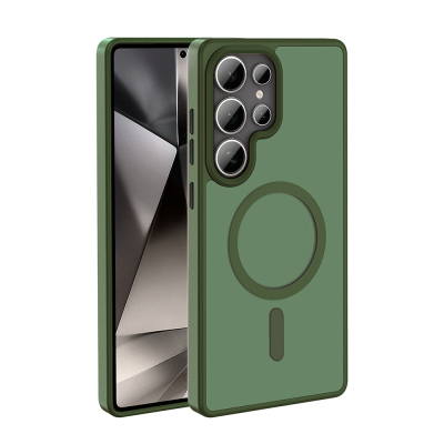 Galaxy S25 Ultra Case Magsafe Charging Matte Back Surface Zore Sio Cover Dark Green