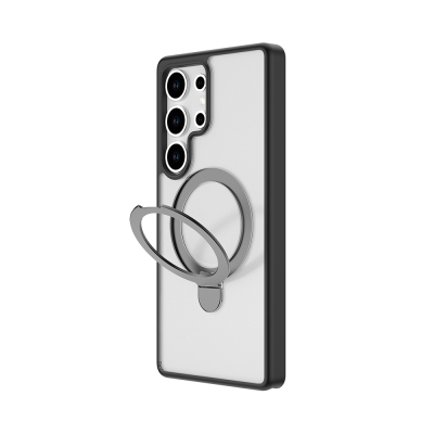 Galaxy S25 Ultra Case Raptic Air Stand Series with Magsafe Charging Feature Frosted Transparent Design Stand Cover Black