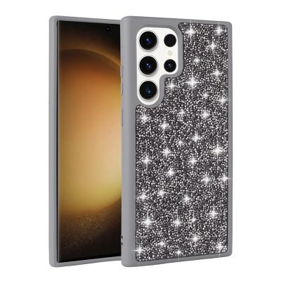 Galaxy S25 Ultra Case Shiny Stone Design Zore Pırlanta Cover Grey