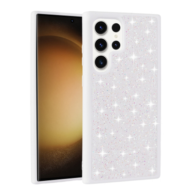 Galaxy S25 Ultra Case Shiny Stone Design Zore Pırlanta Cover White