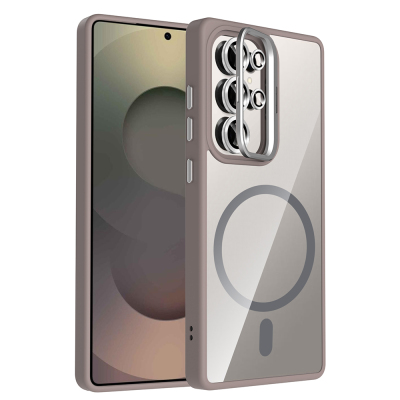 Galaxy S25 Ultra Case Stand Camera Lens Gift M-Safe Charging Feature Zore Etro Cover Grey