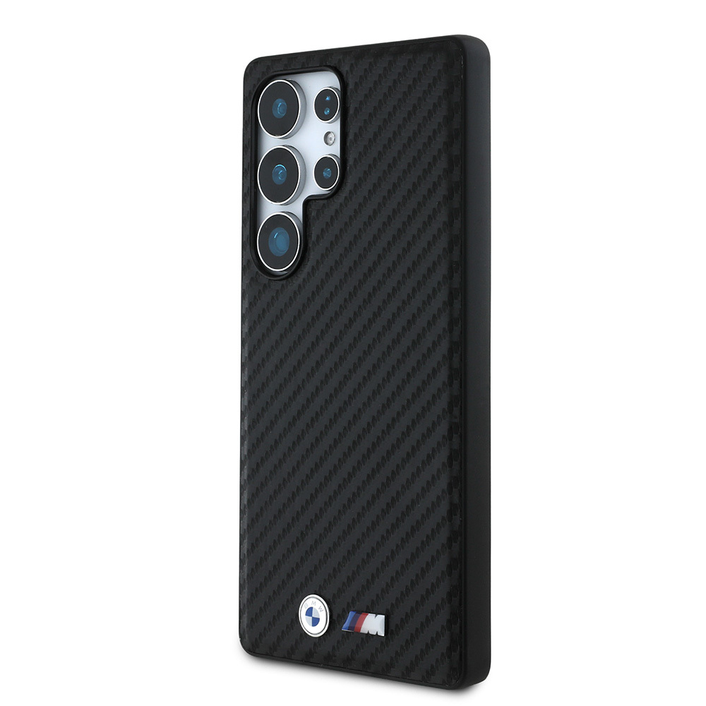 Galaxy S25 Ultra Kılıf BMW Orjinal Lisanslı M-safe Şarj Özellikli Karbon Fiber Tasarımlı ve Metal Logolu PU Deri Kapak - 3