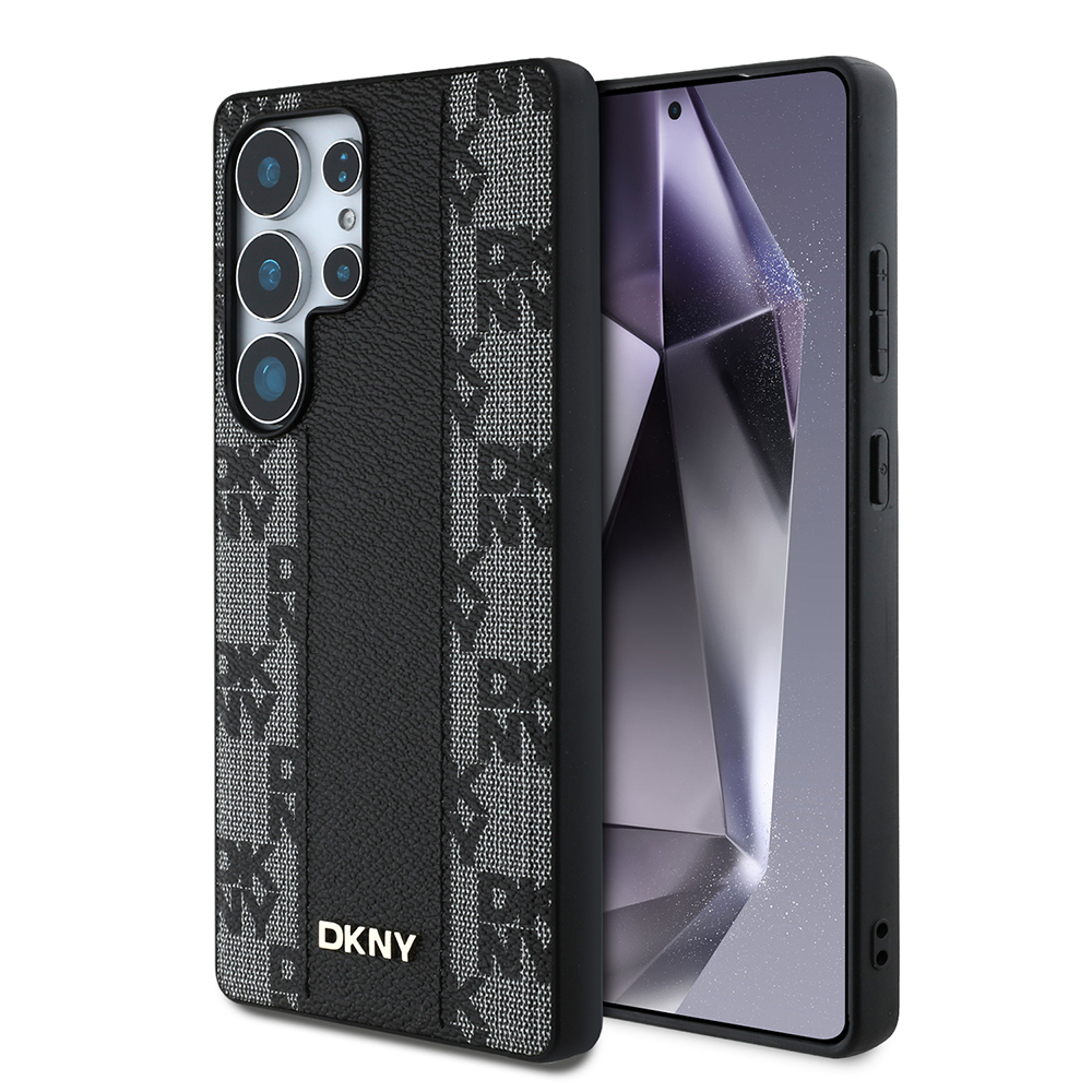 Galaxy S25 Ultra Kılıf DKNY Orjinal Lisanslı M-safe Şarj Özellikli 3D Yazılı Checkered Pattern Kapak - 1