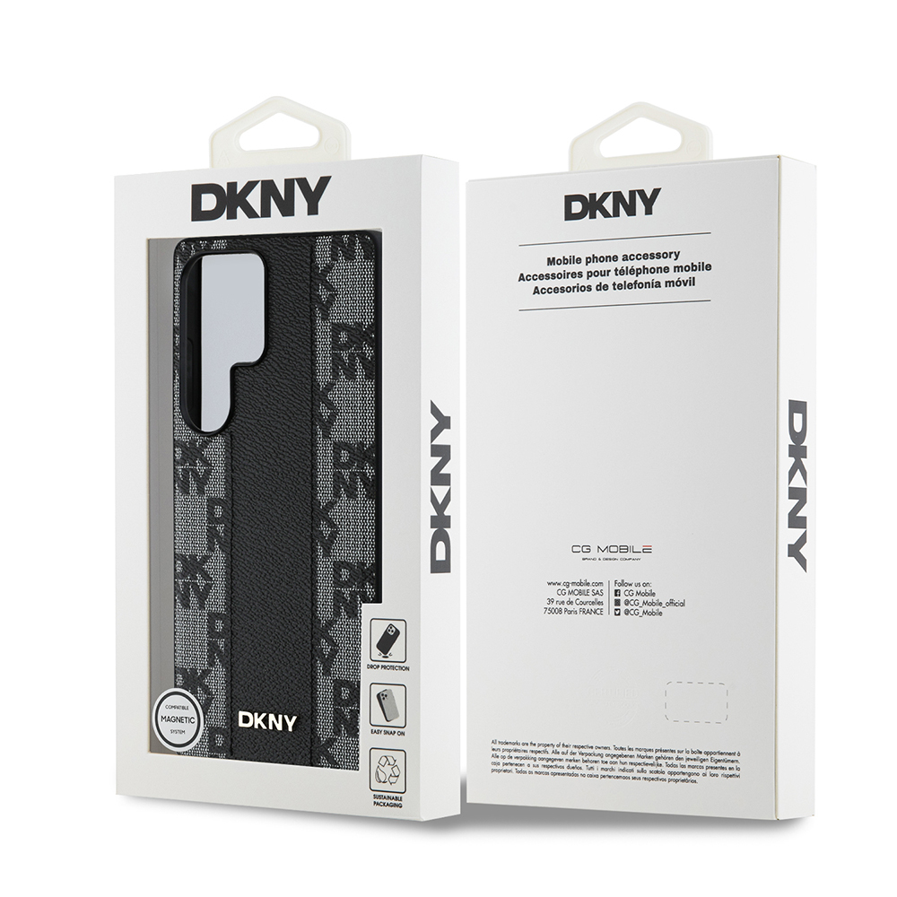 Galaxy S25 Ultra Kılıf DKNY Orjinal Lisanslı M-safe Şarj Özellikli 3D Yazılı Checkered Pattern Kapak - 16