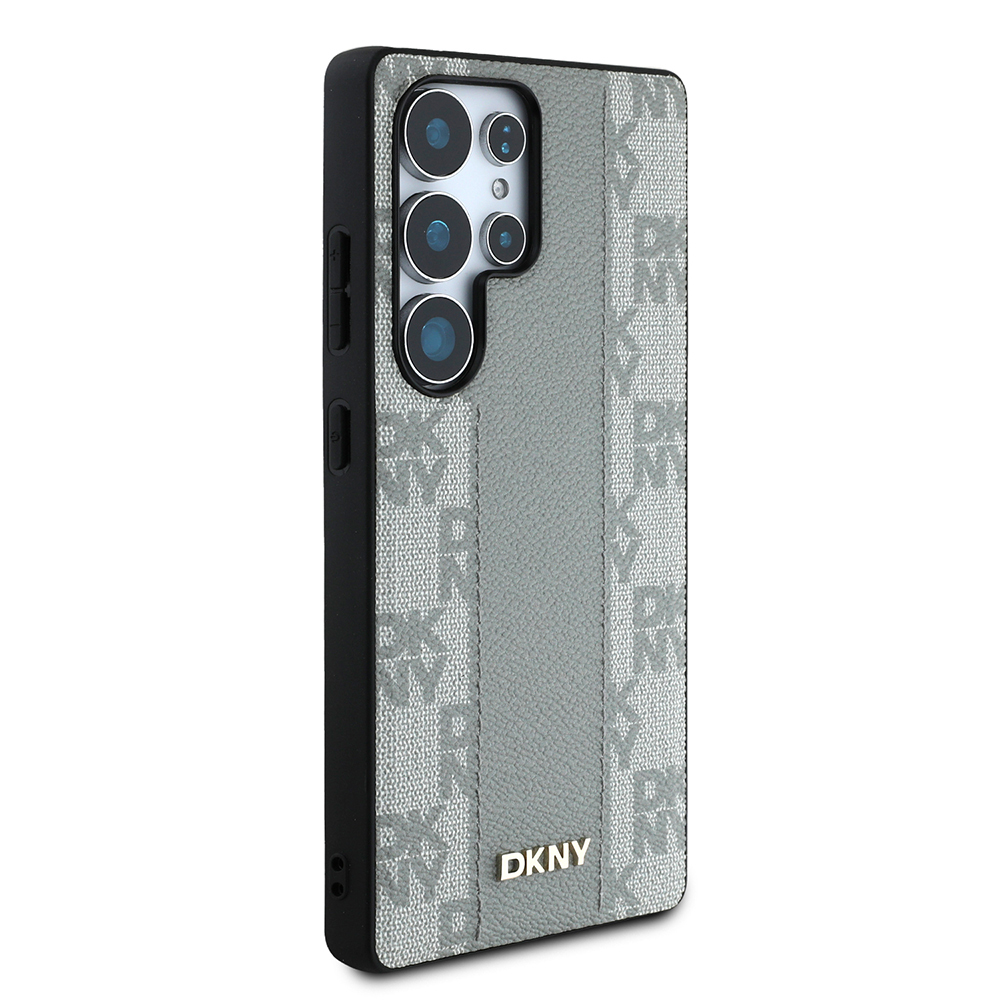 Galaxy S25 Ultra Kılıf DKNY Orjinal Lisanslı M-safe Şarj Özellikli 3D Yazılı Checkered Pattern Kapak - 12