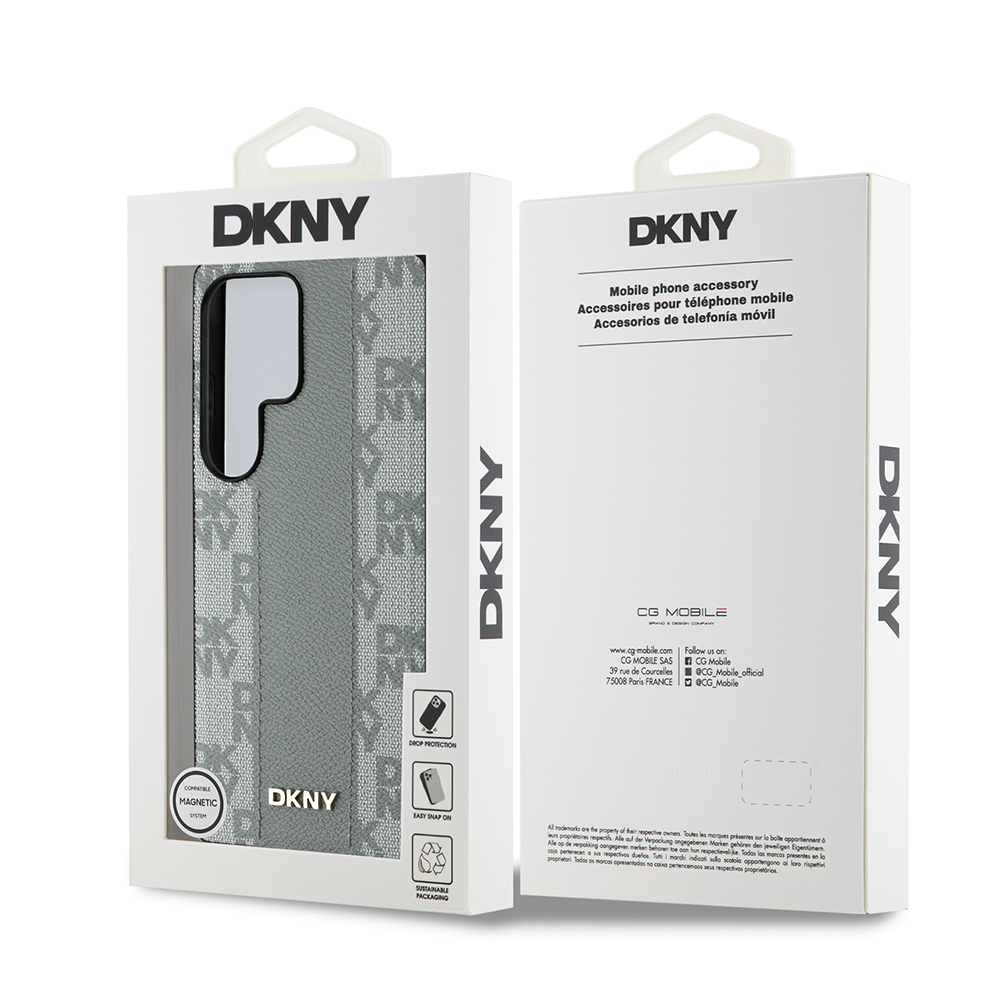 Galaxy S25 Ultra Kılıf DKNY Orjinal Lisanslı M-safe Şarj Özellikli 3D Yazılı Checkered Pattern Kapak - 17