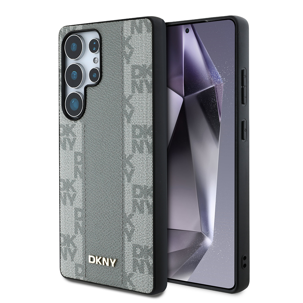 Galaxy S25 Ultra Kılıf DKNY Orjinal Lisanslı M-safe Şarj Özellikli 3D Yazılı Checkered Pattern Kapak - 3