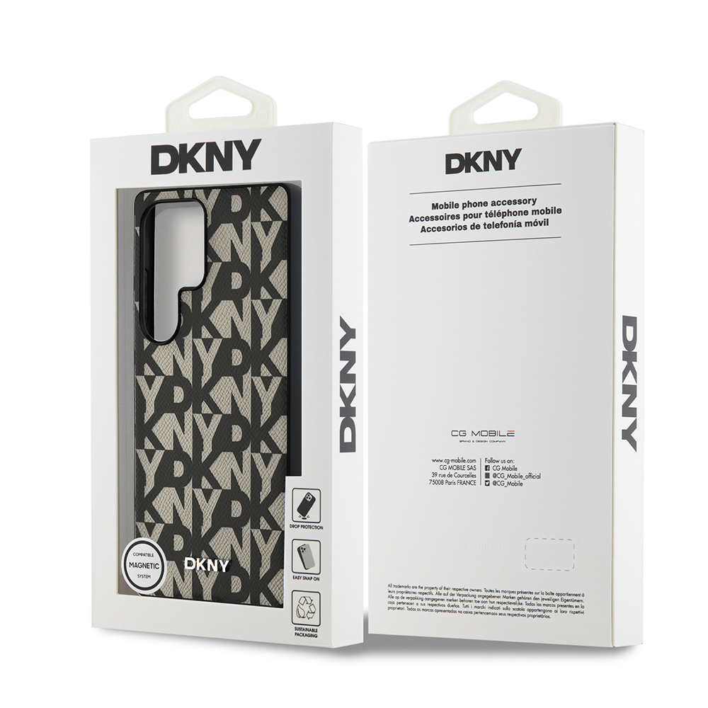 Galaxy S25 Ultra Kılıf DKNY Orjinal Lisanslı M-safe Şarj Özellikli 3D Yazılı Grid Pattern Kapak - 9