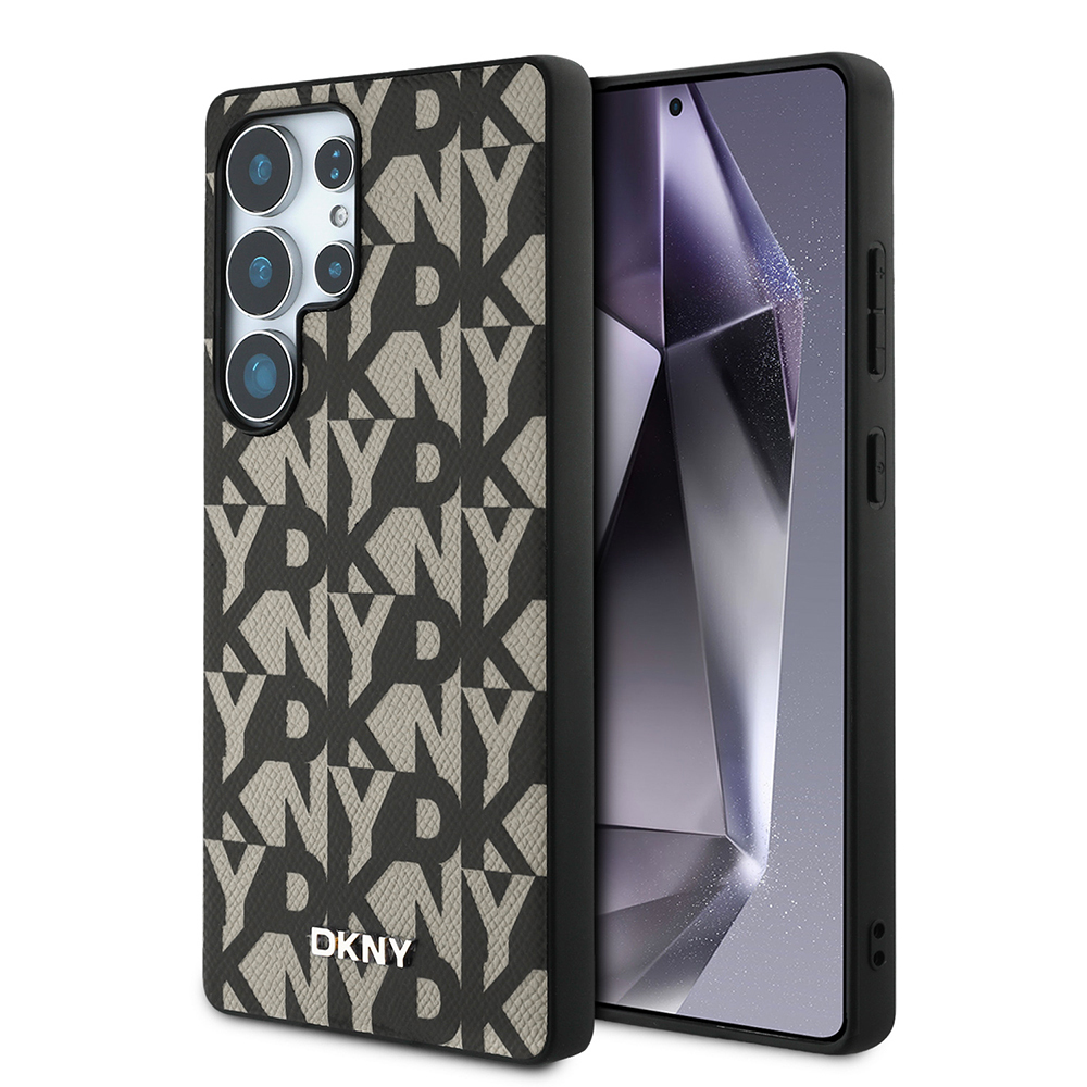 Galaxy S25 Ultra Kılıf DKNY Orjinal Lisanslı M-safe Şarj Özellikli 3D Yazılı Grid Pattern Kapak - 2