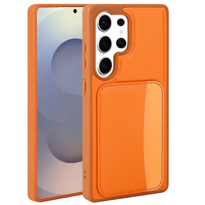 Galaxy S25 Ultra Kılıf Kartlıklı Zore X-Kart Silikon Kapak Turuncu