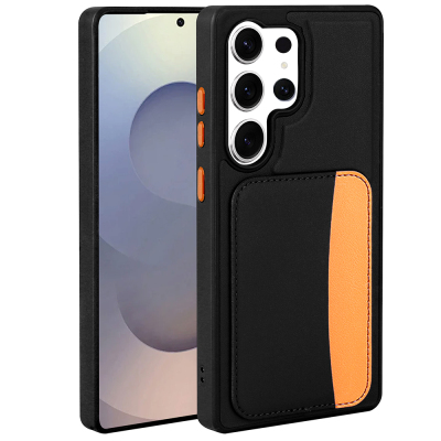 Galaxy S25 Ultra Kılıf Kartlıklı Zore X-Kart Silikon Kapak Siyah