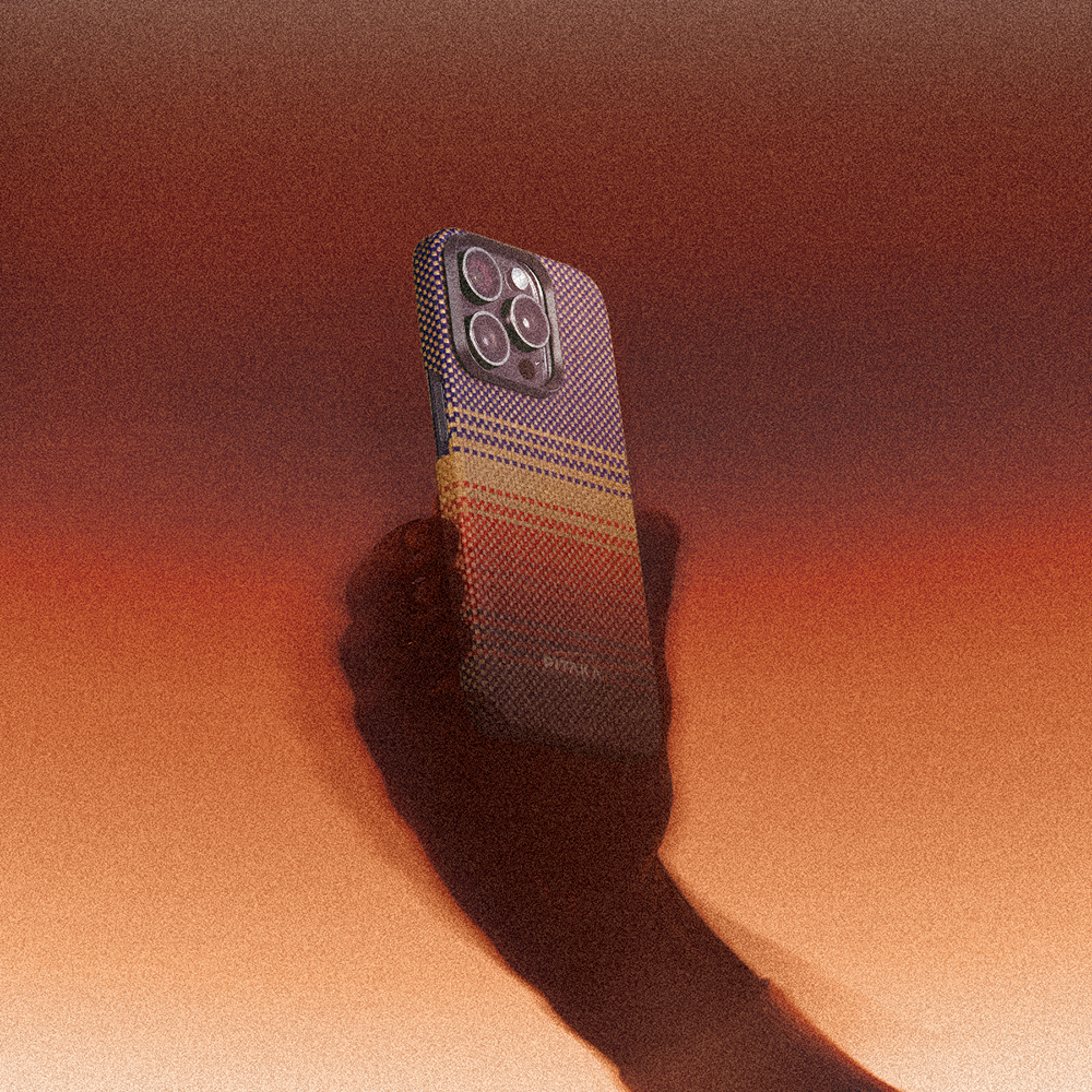 Galaxy S25 Ultra Kılıf M-safe Şarj Özellikli Aramid Fiber Pitaka Tactile Woven Sunset-Moonrise Serisi Kapak - 21