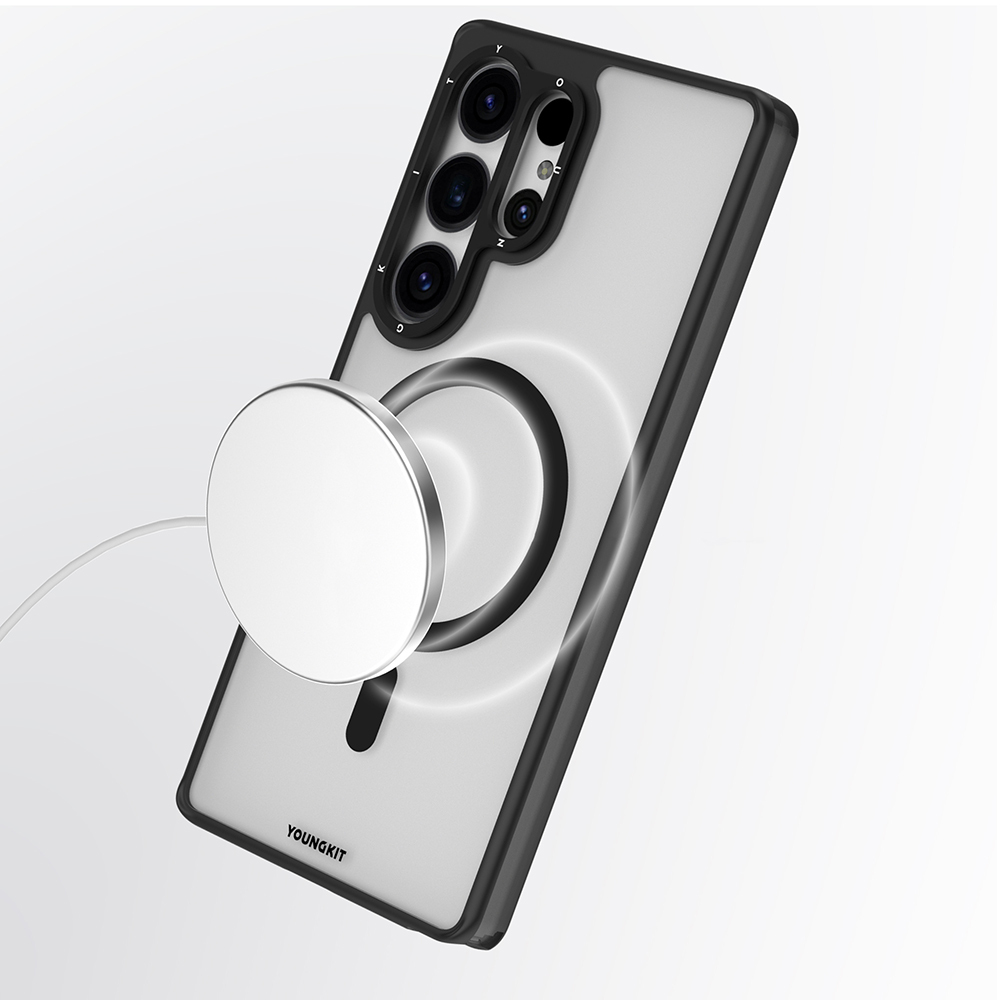 Galaxy S25 Ultra Kılıf M-safe Şarj Özellikli Cam Arka Yüzey TPU Youngkit Gemstone Serisi Kapak - 17