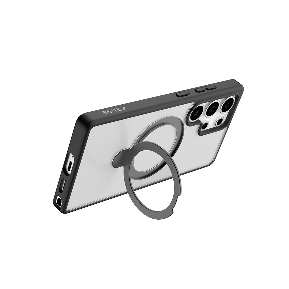Galaxy S25 Ultra Kılıf M-safe Şarj Özellikli Raptic Air Stand Serisi Buzlu Transparan Tasarımlı Standlı Kapak - 5