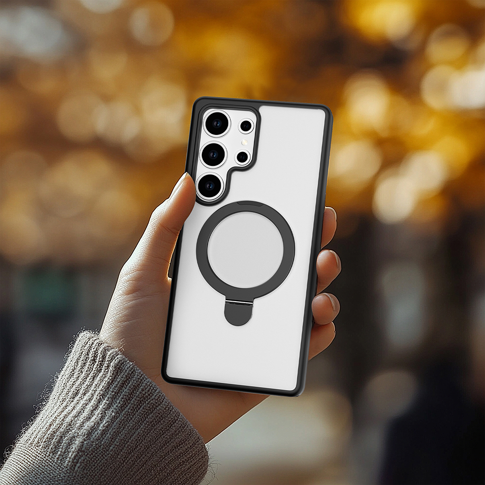 Galaxy S25 Ultra Kılıf M-safe Şarj Özellikli Raptic Air Stand Serisi Buzlu Transparan Tasarımlı Standlı Kapak - 11