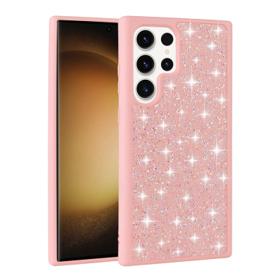 Galaxy S25 Ultra Kılıf Parlak Taşlı Tasarım Zore Pırlanta Kapak Pembe