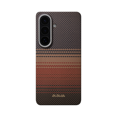 Galaxy S26 Case M-safe Charging Enabled Aramid Fiber Pitaka Tactile Woven Sunset-Moonrise Series Cover Brown