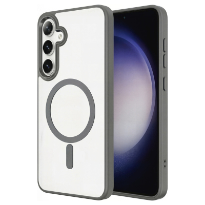 Galaxy S26 Case M-safe Charging Feature Zore Chrome M-safe Silicone Cover Grey