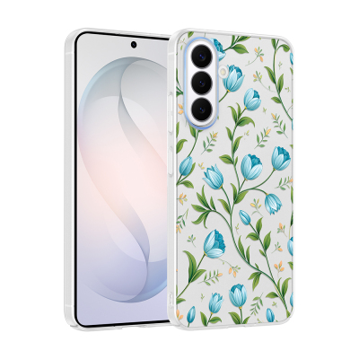 Galaxy S26 Case with Camera Protector, Patterned Zore Clip Cover Mavi Lale