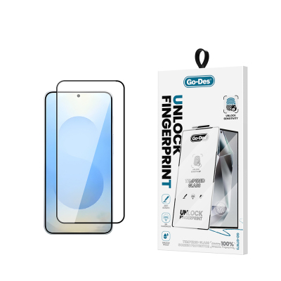 Galaxy S26 Go Des GD-001 Fingerprint-Resistant 9H Tempered HD Glass Screen Protector Şeffaf