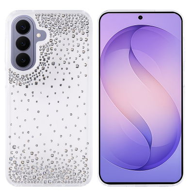 Galaxy S26 Plus Case Airbag Design Drop Stone Embellished Transparent Zore Pera Silicone Cover Şeffaf