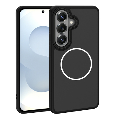 Galaxy S26 Plus Case M-Safe Charging Feature Metal Camera Frame, Zore Sanremo Silicone Cover Black