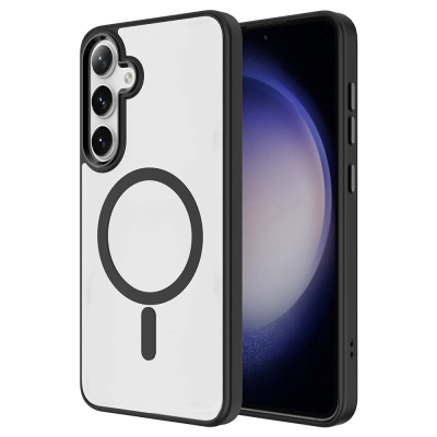 Galaxy S26 Plus Case M-safe Charging Feature Zore Chrome M-safe Silicone Cover Black