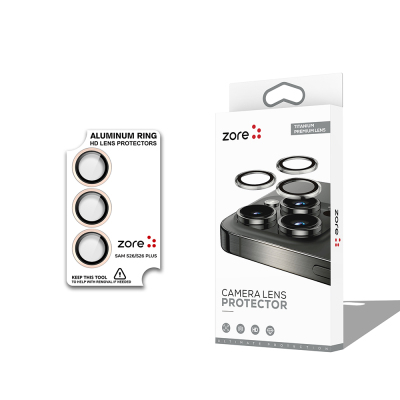 Galaxy S26 Plus Zore CL-12 Premium Sapphire Fingerprint-Resistant Anti-Reflective Camera Lens Protector Pembe-Gold