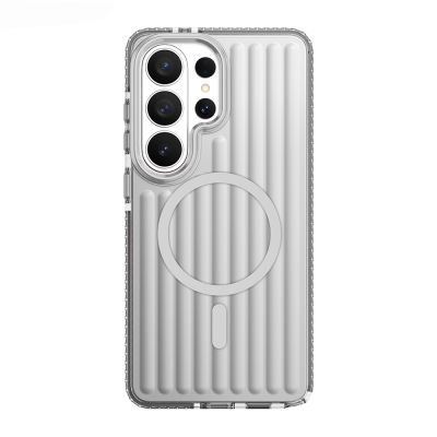 Galaxy S26 Ultra Case M-safe Charging Enabled Cutout Design Mutural Luggage Series Cover Silver