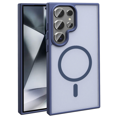 Galaxy S26 Ultra Case M-safe Charging Feature Matte Back Surface Zore Sio Cover Navy blue