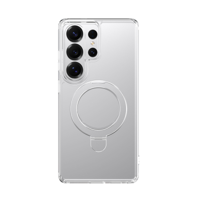 Galaxy S26 Ultra Case M-safe with Charging Feature Raptic Air Stand Series Frosted Transparent Design Stand Cover Şeffaf