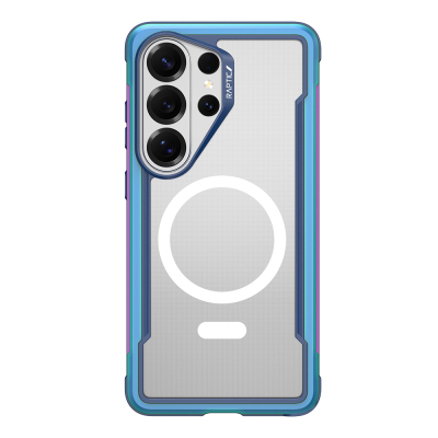 Galaxy S26 Ultra Case with M-safe Charging Feature Airbag, Raptic Shield Series Transparent Back Cover Blue