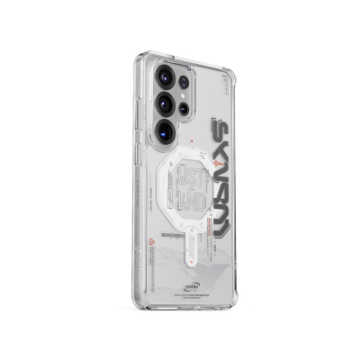 Galaxy S26 Ultra Case with M-safe Charging Feature, Text Pattern, Airbag Design, Skinarma Sonix Cover Şeffaf