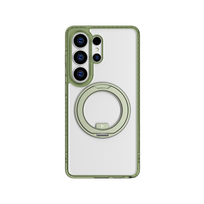 Galaxy S26 Ultra Case with M-safe Charging Feature, Transparent, 360-Degree Stand, Amazingthing Titan MagSpin Series Cover Green