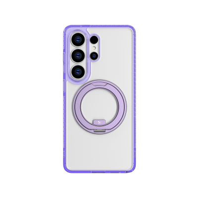 Galaxy S26 Ultra Case with M-safe Charging Feature, Transparent, 360-Degree Stand, Amazingthing Titan MagSpin Series Cover Purple