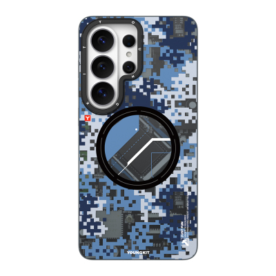 Galaxy S26 Ultra Case with M-Safe Charging Feature, Youngkit Camouflage Sykell Series Cover Blue