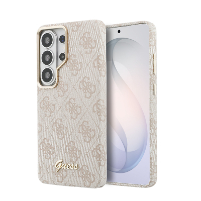 Galaxy S26 Ultra Kılıf Guess Orjinal Lisanslı M-safe Şarj Özellikli Script Yazı Logolu 4G Desenli Kapak Pembe