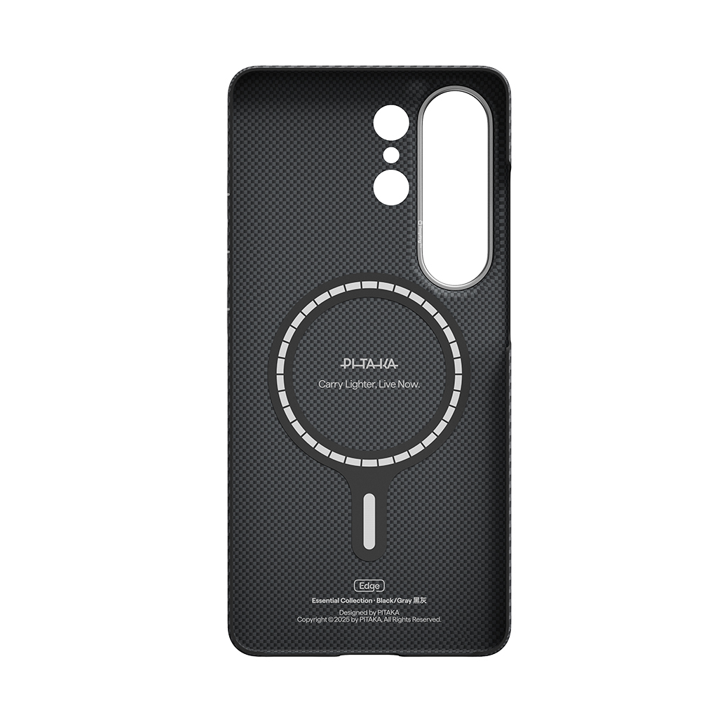 Galaxy S26 Ultra Kılıf M-safe Şarj Özellikli 600D Aramid Fiber Pitaka Ultra-Slim Classic Serisi Black-Grey Twill Kapak - 6