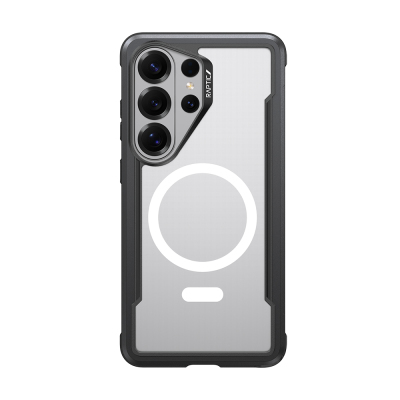 Galaxy S26 Ultra Kılıf M-safe Şarj Özellikli Airbagli Raptic Shield Serisi Şeffaf Arka Yüzey Kapak Siyah