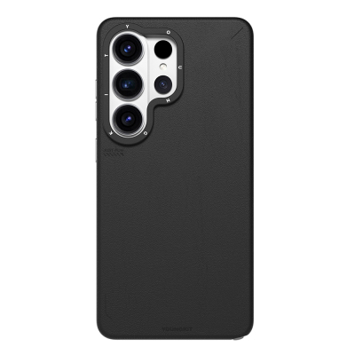 Galaxy S26 Ultra Kılıf M-safe Şarj Özellikli Basit Mat Deri Desenli Youngkit Tech Fashion Serisi Kapak Siyah