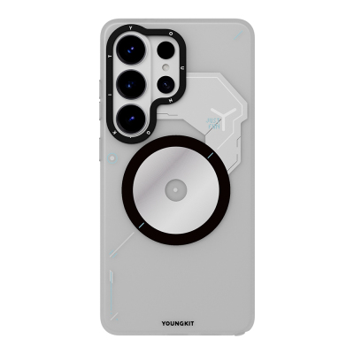 Galaxy S26 Ultra Kılıf M-safe Şarj Özellikli Disk Desenli Youngkit Disc Battle Kapak Gri