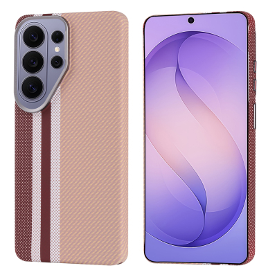Galaxy S26 Ultra Kılıf M-safe Şarj Özellikli Karbon Fiber Görünümlü Zore Nekst Kapak Gold