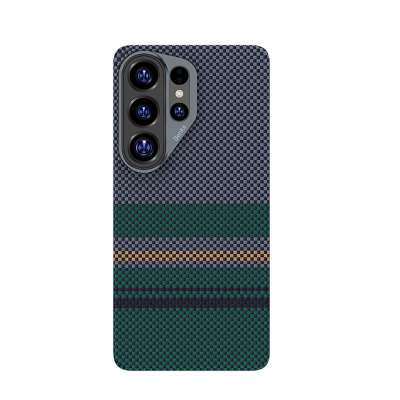 Galaxy S26 Ultra Kılıf M-safe Şarj Özellikli Karbon Fiber Tasarımlı Benks Aurora ArmorAir Kevlar Kapak Yeşil