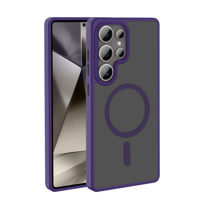 Galaxy S26 Ultra Kılıf M-safe Şarj Özellikli Mat Arka Yüzey Zore Sio Kapak Derin Mor