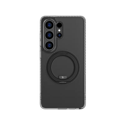 Galaxy S26 Ultra Kılıf M-safe Şarj Özellikli Şeffaf 360 Derece Standlı Amazingthing Titan MagSpin Serisi Kapak Siyah