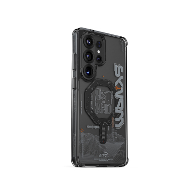 Galaxy S26 Ultra Kılıf M-safe Şarj Özellikli Yazı Desenli Airbag Tasarımlı Skinarma Sonix Kapak Siyah