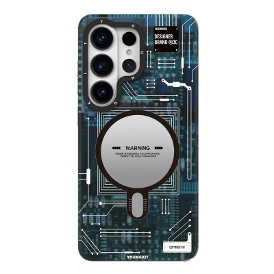 Galaxy S26 Ultra Kılıf M-safe Şarj Özellikli Youngkit 360 Derece Standlı Technology Serisi Kapak Mavi