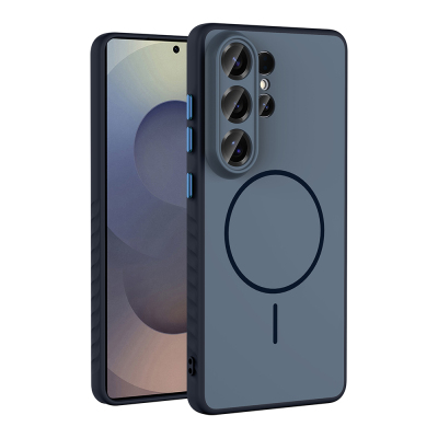 Galaxy S26 Ultra Kılıf M-safe Şarj Özellikli Zore Tea Kapak Lacivert