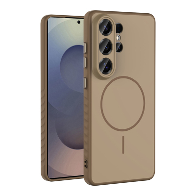 Galaxy S26 Ultra Kılıf M-safe Şarj Özellikli Zore Tea Kapak Gold