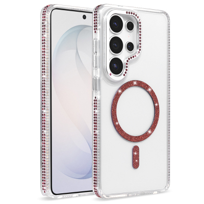 Galaxy S26 Ultra Kılıf M-safe Şarj Özellikli Zore Tera Silikon Kapak Mürdüm